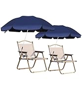 Blissun 2 Pack Beach Umbrella with Clamp, Adjustable Umbrellas for Chair, UPF50+ Sun Shade Umbrel...