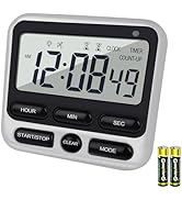 Digital Dual Kitchen Timer with Strong Magnet,24-Hour Countdown & Stopwatch,Loud Alarm,12/24 Hour...