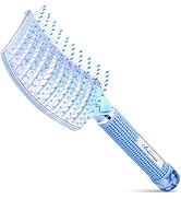 Hair Brush for Women with Hair Clips, Professional Curved Vent Brush for Faster Blow Drying & Det...