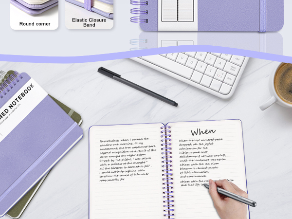 Journaling Notebooks for Work, School, WomeCollege Ruled Spiral Notebook, Hardcover Leather Journals