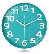 Lafocuse 12 Inch Silent 3D Numbers Teal Wall Clock for Living Room Decor, Battery Operated Teal G...
