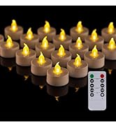 PUNPUBA LED Tea Light Remote Control Candle,Flickering Flameless LED Candle,Long Lasting 400+Hour...