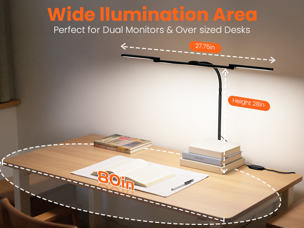 LED Desk Lamp for Office Home, Eye Caring Clip on Desk Light with Clamp