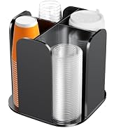 Beego Coffee Cup Holder Organizer - Rotatable 4 Compartments Black Acrylic Cup Dispenser Coffee S...