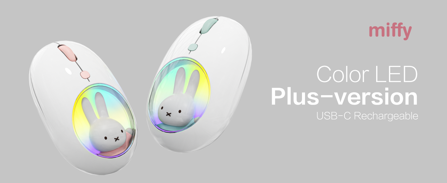 Miffy wireless Dual Mode Mouse Bluetooth Rechargable LED Plus-Version