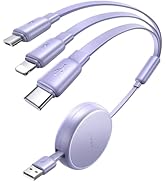 LISEN 3 in 1 Retractable Car & iPhone Charger Cord, Type C/L/Micro USB for iPhone/Samsung/PS/Kind...