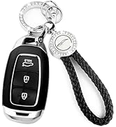 Bling Car Metal Leather Keychain,Universal Leather Key Chain Holder- with 360 Degree Rotatable D-...