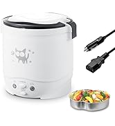OSBA Mini Rice Cooker, 1L Small Rice Cooker 2 Cup-uncooked Travel Rice Cooker 12V for Car with St...