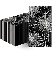 Horaldaily 100 Halloween Disposable Paper Decorative Guest Napkins, Black Cobweb Hand Towel for P...