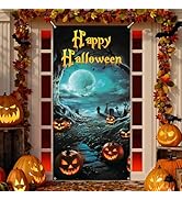 Arosche Large Halloween Door Cover Decorations 6x2.9 Ft Scary Horror Pumpkins Moon Night Dead Tre...