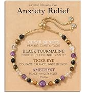 HGDEER Natural Crystal Healing Bracelet for Women - Amethyst Tiger Eye Black Tourmaline Clear Qua...