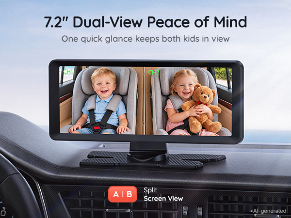 Dual Car Camera Baby Monitor for 2 Kids Baby Car Mirror Rear Facing
