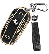QBUC for Tesla Key Fob Cover with Keychain Car Key Case Compatible with Tesla Model X Smart Remot...