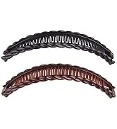 2Pcs Banana Hair Clips for Thick Curly Hair - Black and Brown Banana Clips, Vintage Clincher Comb...