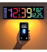 Soobest 14.2" Large Digital Wall Clock with Bluetooth Auto Sync Time Date Day, LED Big Display, 1...