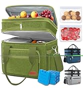 Coobiiya 23L Large Expandable Insulated Lunch Bag Cooler Bag,Lunch Box for Men Double Deck Leakpr...