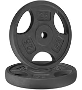 Yes4All Standard 1-Inch Grip Weight Plates, Cast Iron with Multiple Sizes from 2.5 lb to 35 lb fo...