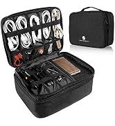 Travel Electronics Organizer, Waterproof Cable Organizer Bag for Electronic Accessories Double La...