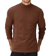 COOFANDY Men's Mock Turtleneck Sweater Long Sleeve Half Neck Pullover Thermal Casual Ribbed High ...