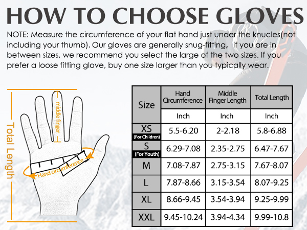 achiou winter gloves size chart
