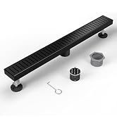 Shower Drain Stainless Steel for Bathroom: Black Linear Shower Drain 24 Inch with Removable Capsu...