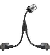 2 in 1 Light Socket to Plug Adapter, Convert E26/E27 Bulb Socket to 2 Pieces 3 Prong Outlet with ...