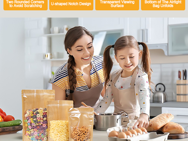 Kraft Bags With Window Clear Front Pouches