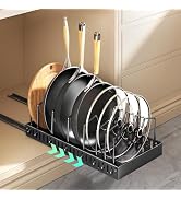 Pull Out Pots and Pans Organizer Under Cabinet, Sliding Lid Holder and Pan Rack in Kitchen, Slide...