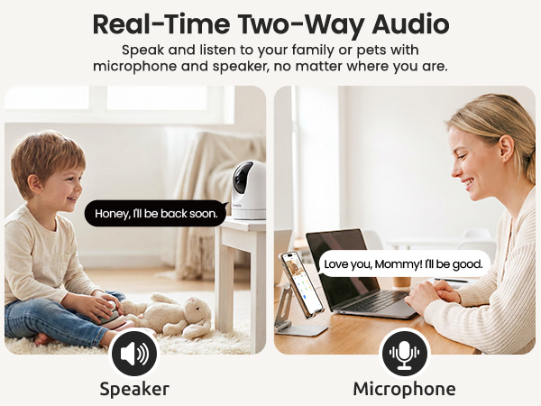 with microphone and speaker, speak to your family or pets freely