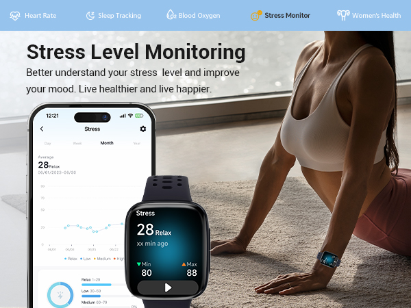 Fitness watch with Stress Monitoring
