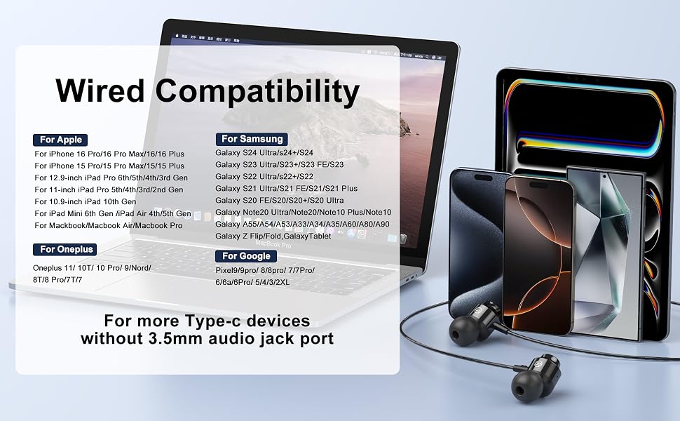 usb c wired headphones;type c wired headphones;usbc earbuds wired;iphone 15 headphones wired