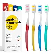 COCOBURI Adult Toothbrushes with Covers Caps-Individually Wrapped-Premium Medium Bristles-Deep Cl...