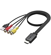 AUTOUTLET RCA to HDMI Converter with Aspect Ratio Switch (4:3/16:9), 1080P/720P AV to HDMI Compos...