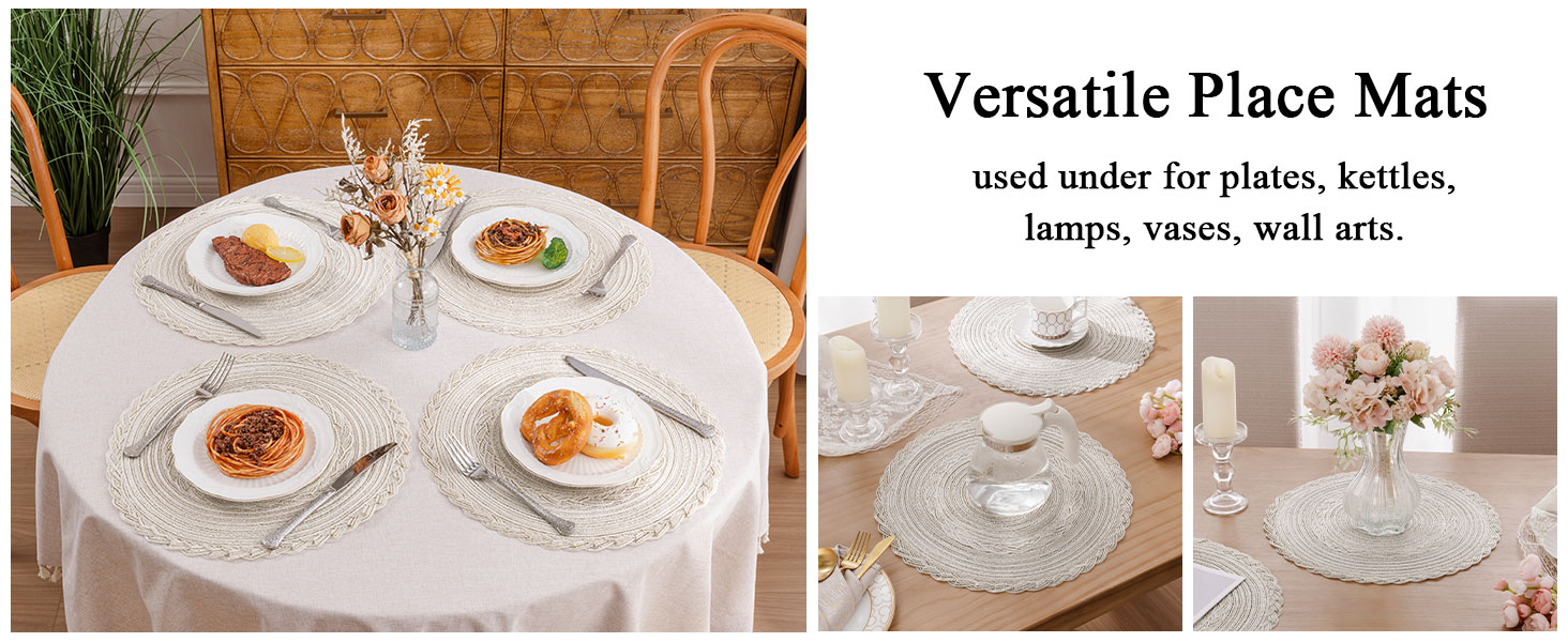 boho farmhouse natural placemats for dining tables party bridal baby shower tea party table decor