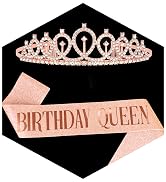 CAVETEE Birthday Crown and Sash for Women Birthday Queen Sash & Rhinestone Tiara Set and Sashes f...