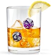 LIIGEMI Whiskey Glasses with Polyhedral dices Embedded, Unique Handmade Design, Rocks Glass 10oz,...