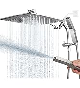 G-Promise All Metal 12'' Rain Shower Head with Handheld Built-in Power Wash Mode 3-way Diverter w...