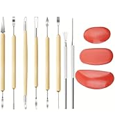 Accfore 3 Sizes Rubber Pottery Clay Ribs+6 Sculpting Tools+1 Clay Ceramic Needle + 1 Feather Wire...