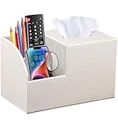 PU Leather Square Tissue Box Cover - Multi-Functional Tissue Box Holder, Tissue Box Cover with St...