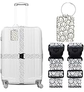 ZHOMA 3 Pack Luggage Straps Tags Set for Suitcases, Travel Adjustable Belt with Quick Release Buc...