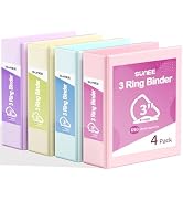 SUNEE 3 Ring Binder 3 Inch D Ring, Clear View Binder Three Ring PVC-Free (Fit 8.5x11 Inches) for ...