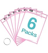SUNEE 6 Packs Oversized Reusable Dry Erase Pocket Sleeves with Ring, Pink 10x14 Ticket Holders, C...