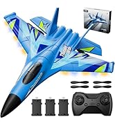 Foam RC Plane with 3 Batteries, Remote Control Airplane RC Jet Helicopter Plane for Kids Adults B...