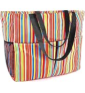 Beach Bag for Women Large Sandproof Tote Bag with Zipper for Travel Pool Gym Grocery