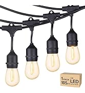 Svater Outdoor String Lights Led 105FT, Commercial Grade Patio Lights with 1W Dimmable S14 Shatte...