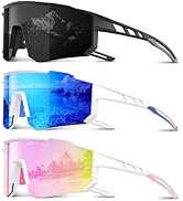 Foliful 3 Pack Polarized Sports Sunglasses Men Women, Running Mens Sunglasses UV Protection for B...
