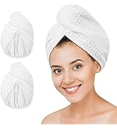 Microfiber Hair Drying Towel - 2Packs Waffle Long Hair Head Turban Wraps Terry Cloth Fast Absorbe...
