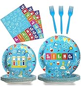 Wiooffen 96 Pcs Science Party Party Supplies Pack Mad scientist Party Tableware Set Party Decorat...