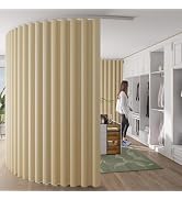 RYB HOME Room Divider Curtains with Silent Ceiling Track Wall Mount Sliding Door Curtains, Blacko...