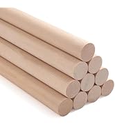 ONUPGO 10 PCS Dowel Rods Wood Sticks Wooden Dowel Rods - 3/4" X 12" Unfinished Hardwood Sticks fo...